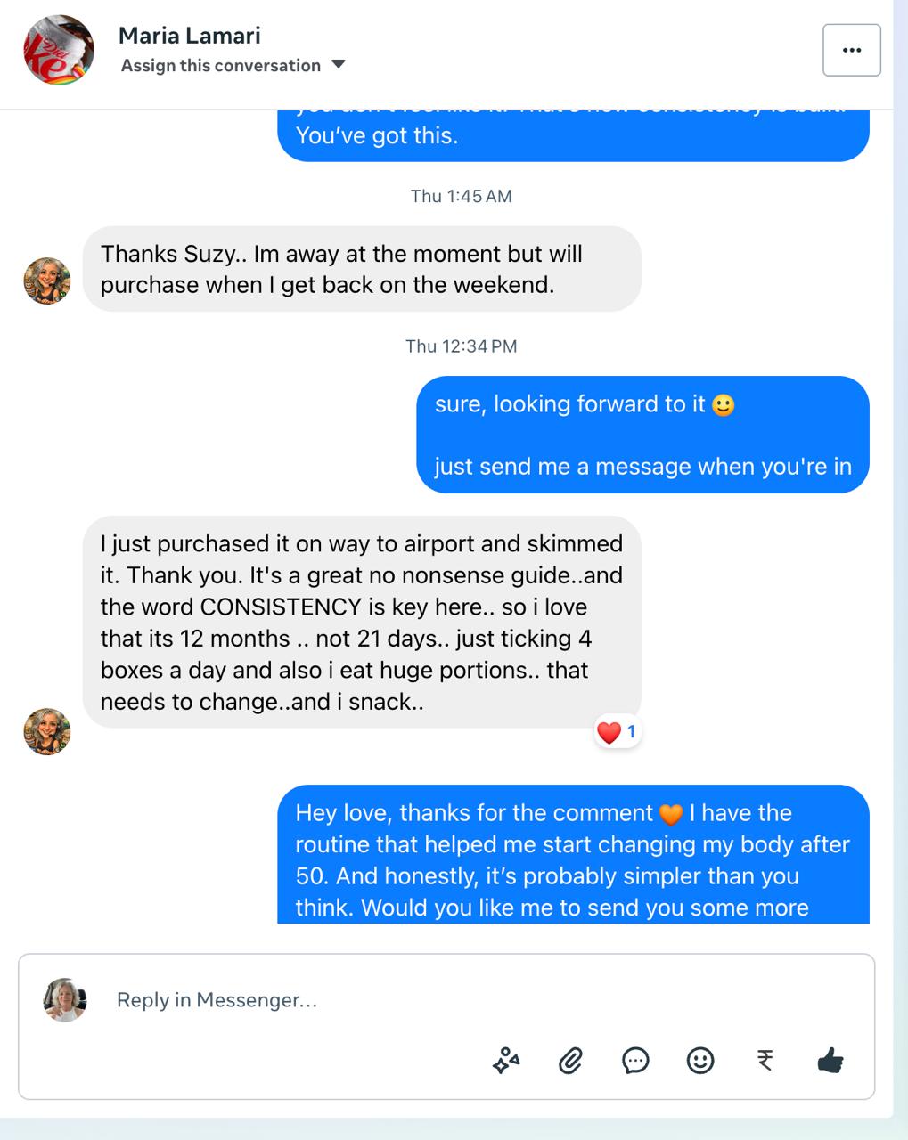 Message from a customer